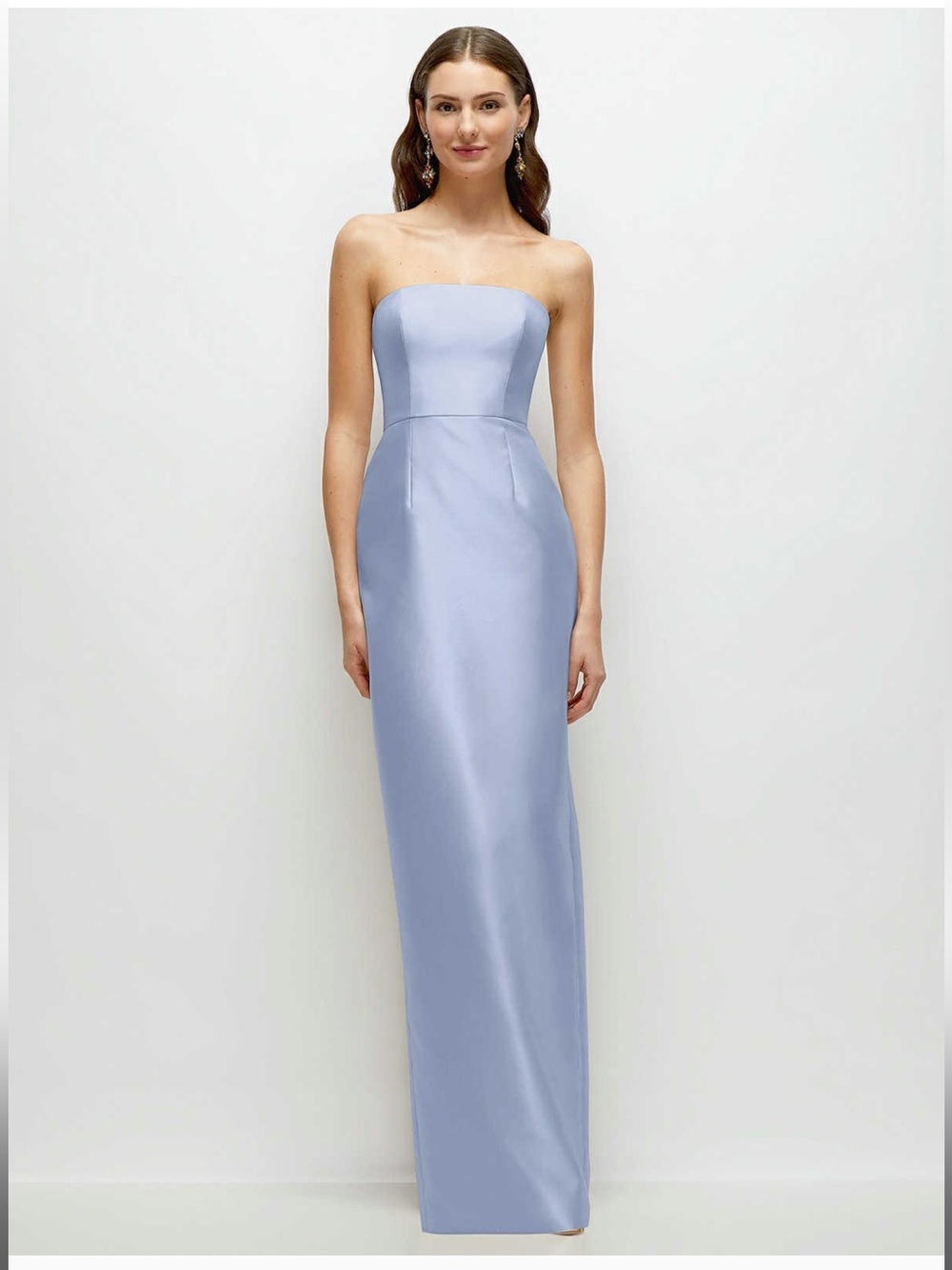 Strapless Sky Blue Satin Evening Gown